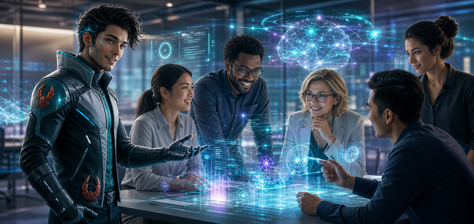 Diego Claw guiding professionals through holographic AI interfaces